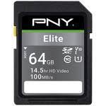 PNY Elite 64 Gt SDXC Class 10 U1 -muistikortti, musta