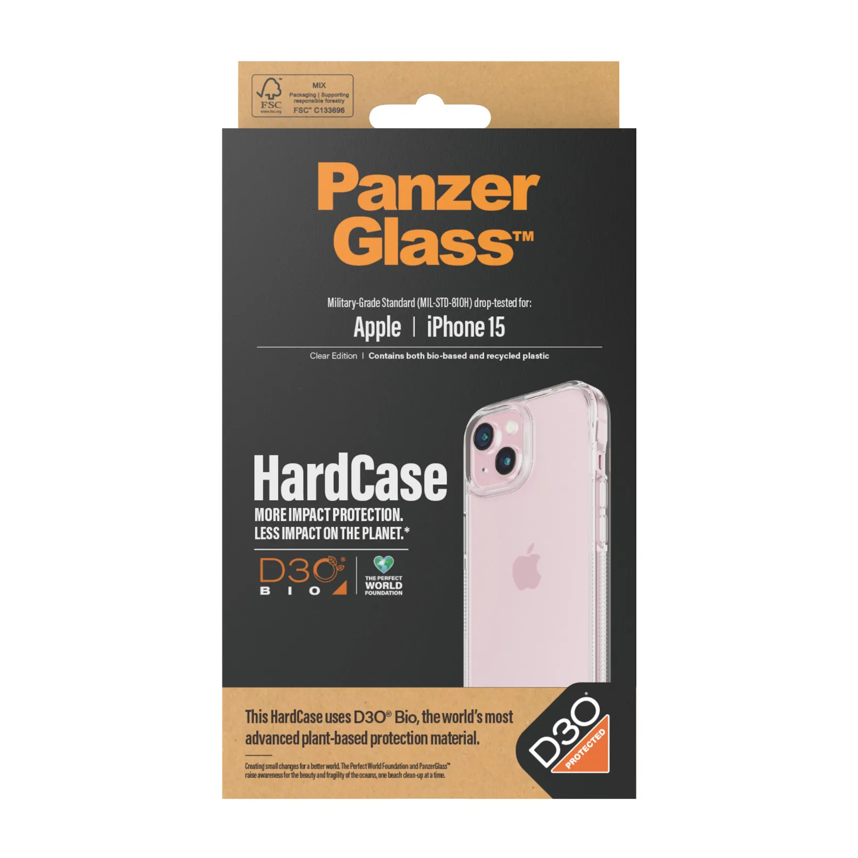 PanzerGlass iPhone 15 HardCase -suojakuori, Läpinäkyvä