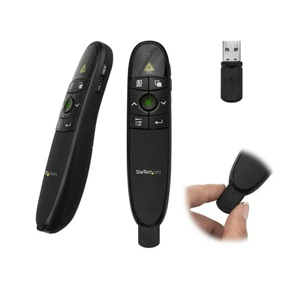 STARTECH.COM Wireless Presentation Remote with Green Laser Pointer - 90ft 27 m - USB Presentation Clicker for Mac & Windows