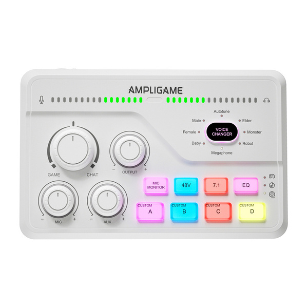 FIFINE SC8W RGB Gaming Audio Mixer, White