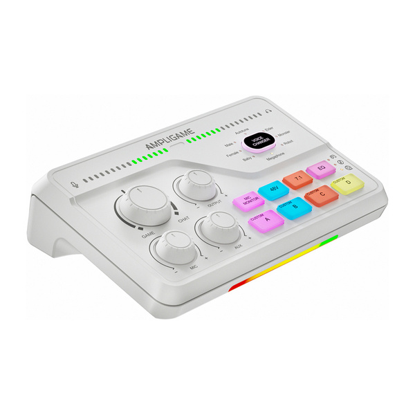 FIFINE SC8W RGB Gaming Audio Mixer, White