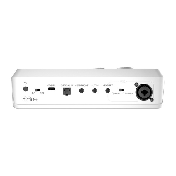 FIFINE SC8W RGB Gaming Audio Mixer, White