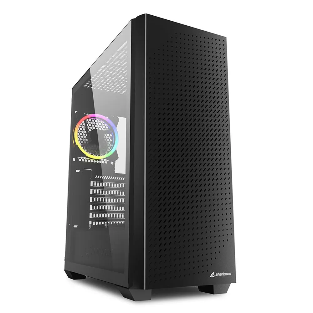 Sharkoon VS9 RGB Midi-Tower Case with window with RGB lighting, Black
