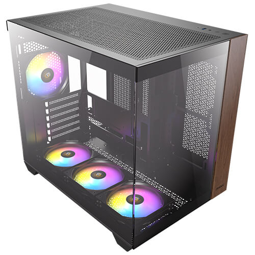 Antec CX800 RGB Elite Wood -miditornikotelo, Musta/Ruskea