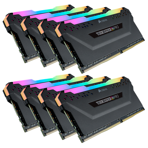 Corsair 64 GB (8 x 8 GB) Vengeance RGB PRO, DDR4 2933 MHz - minne, svart