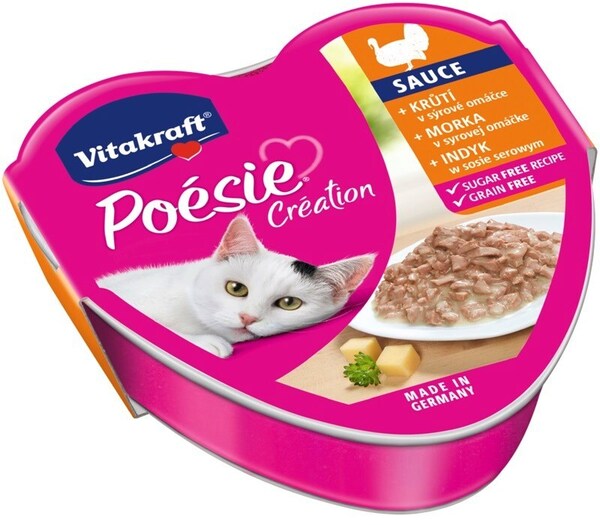Vitakraft Po&eacute;sie Cr&eacute;ation Turkey & Cheese in Sauce, Kissan m&auml;rk&auml;ruoka, Adult, 85 g