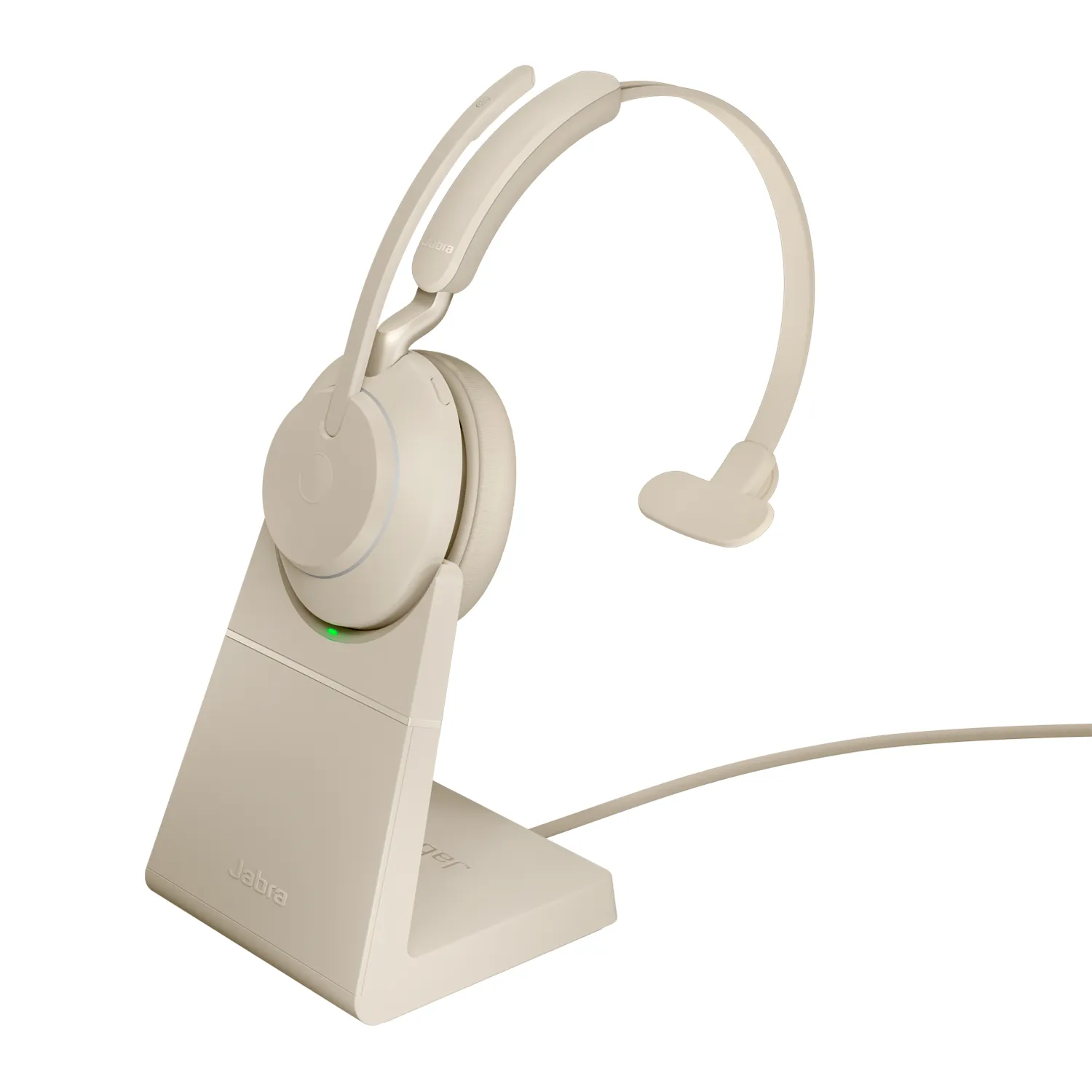 Jabra Evolve2 65 UC Wireless Mono Headset with Charging Stand, Beige