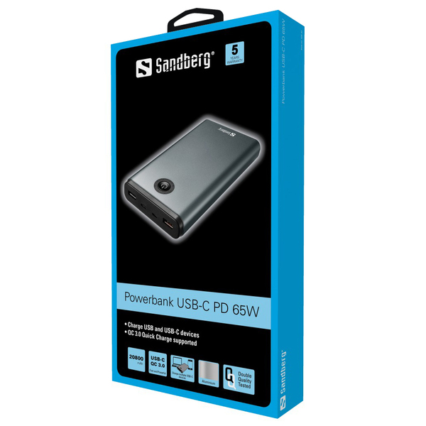 Sandberg Powerbank USB-C PD 65W, Black