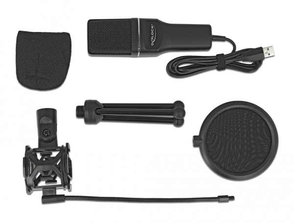DeLOCK 66331, USB, Condenser Microphone, Black