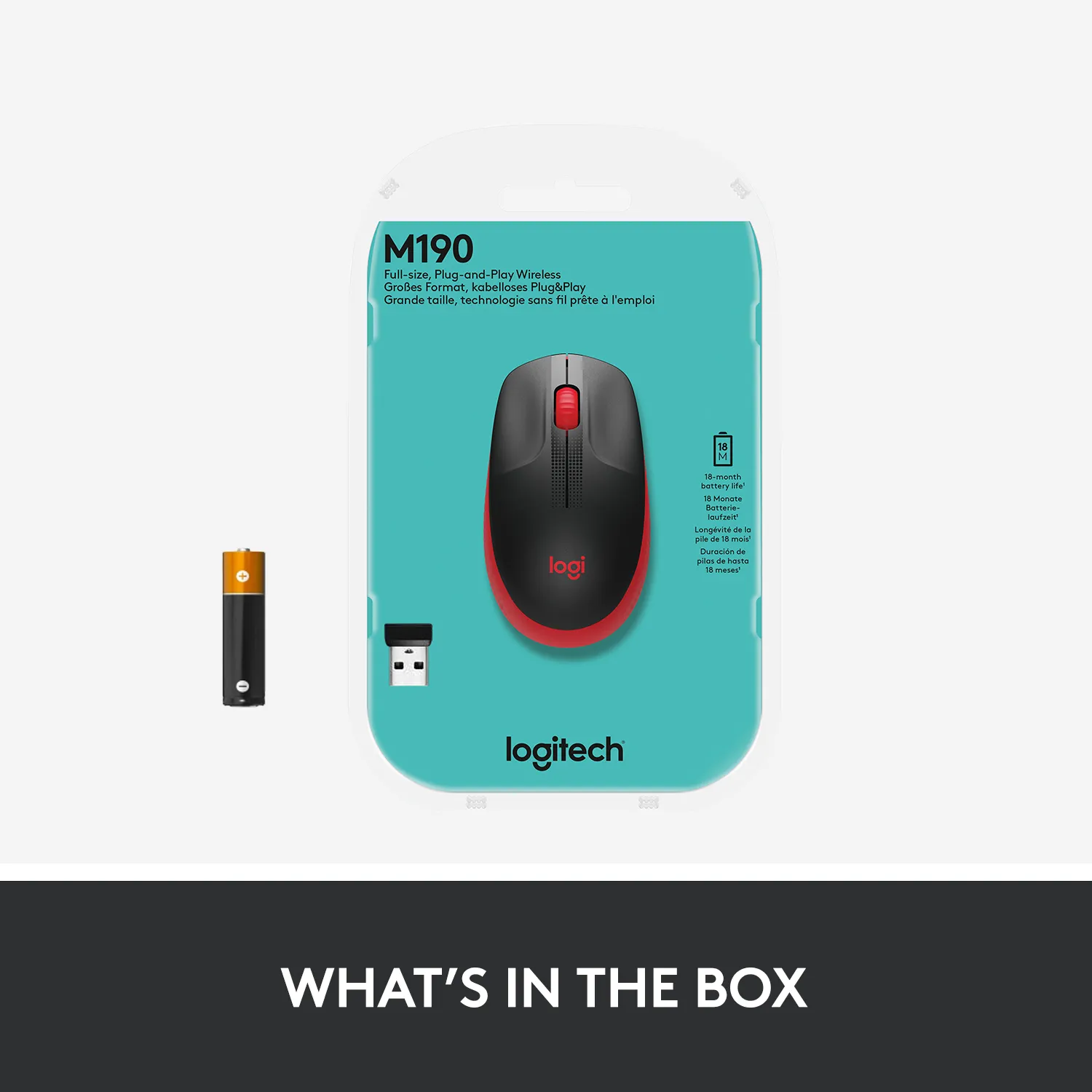 Logitech M190 - wireless mouse, Red