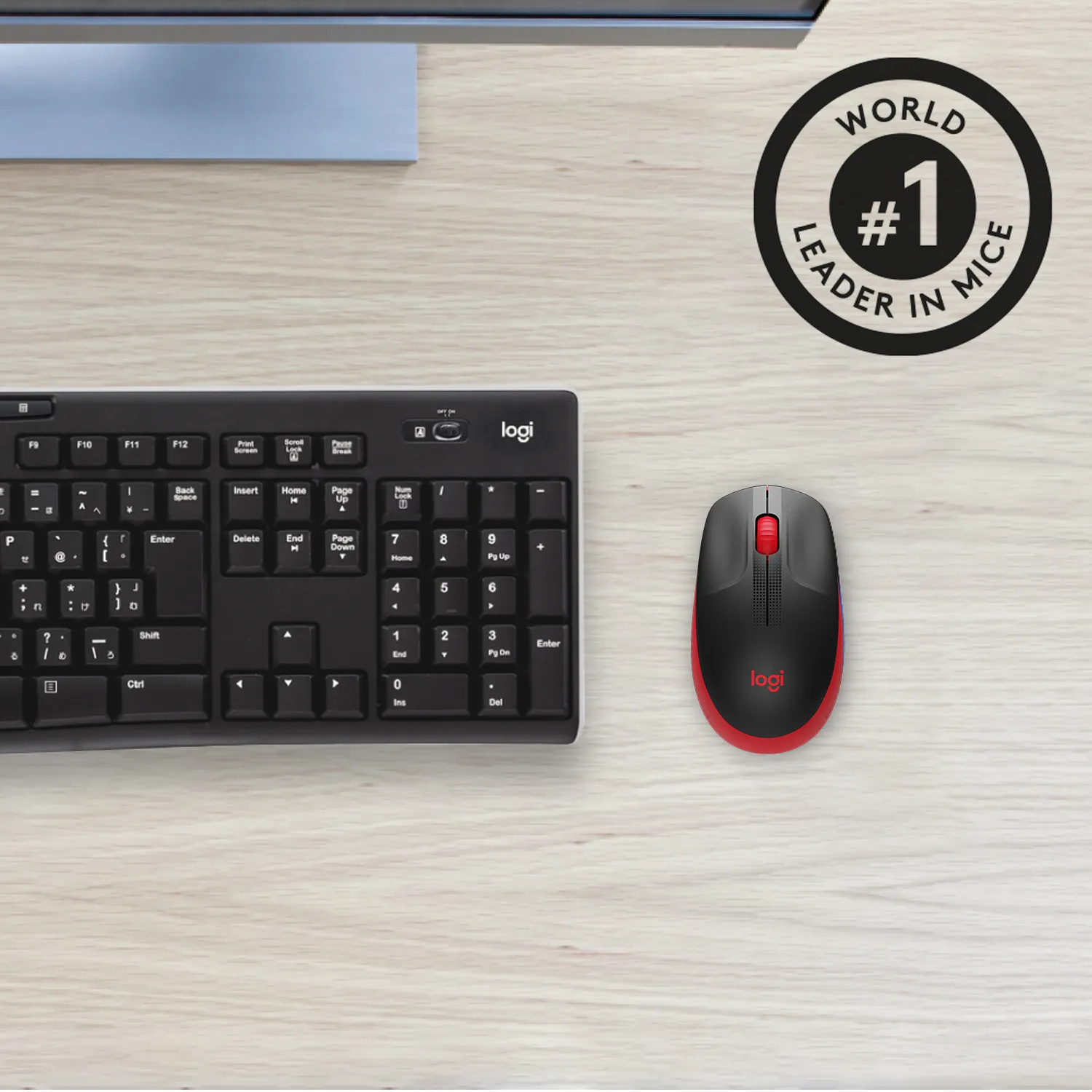 Logitech M190 - wireless mouse, Red