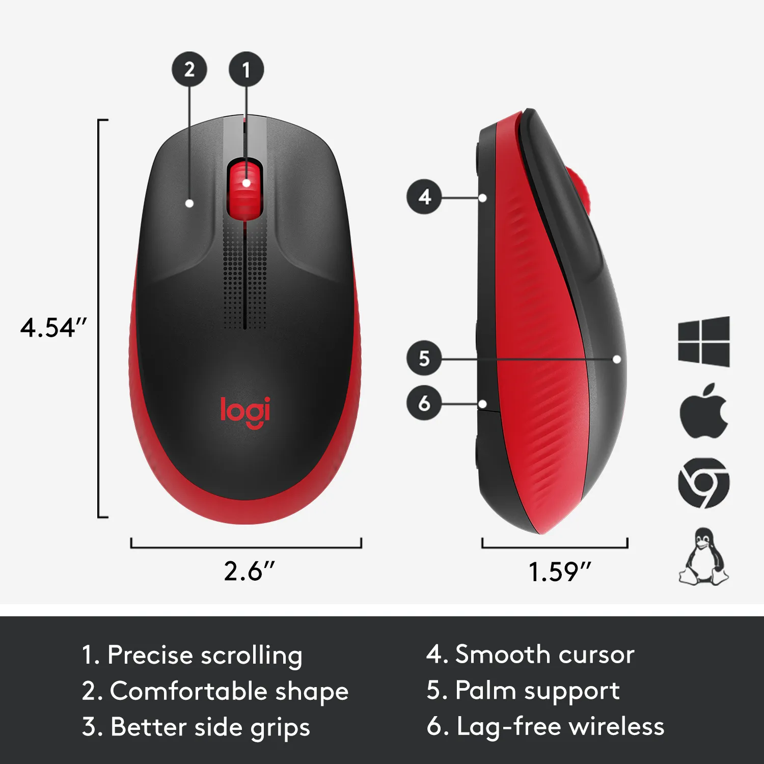 Logitech M190 - wireless mouse, Red