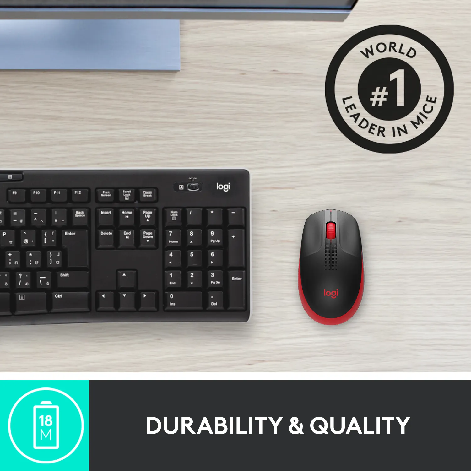 Logitech M190 - wireless mouse, Red