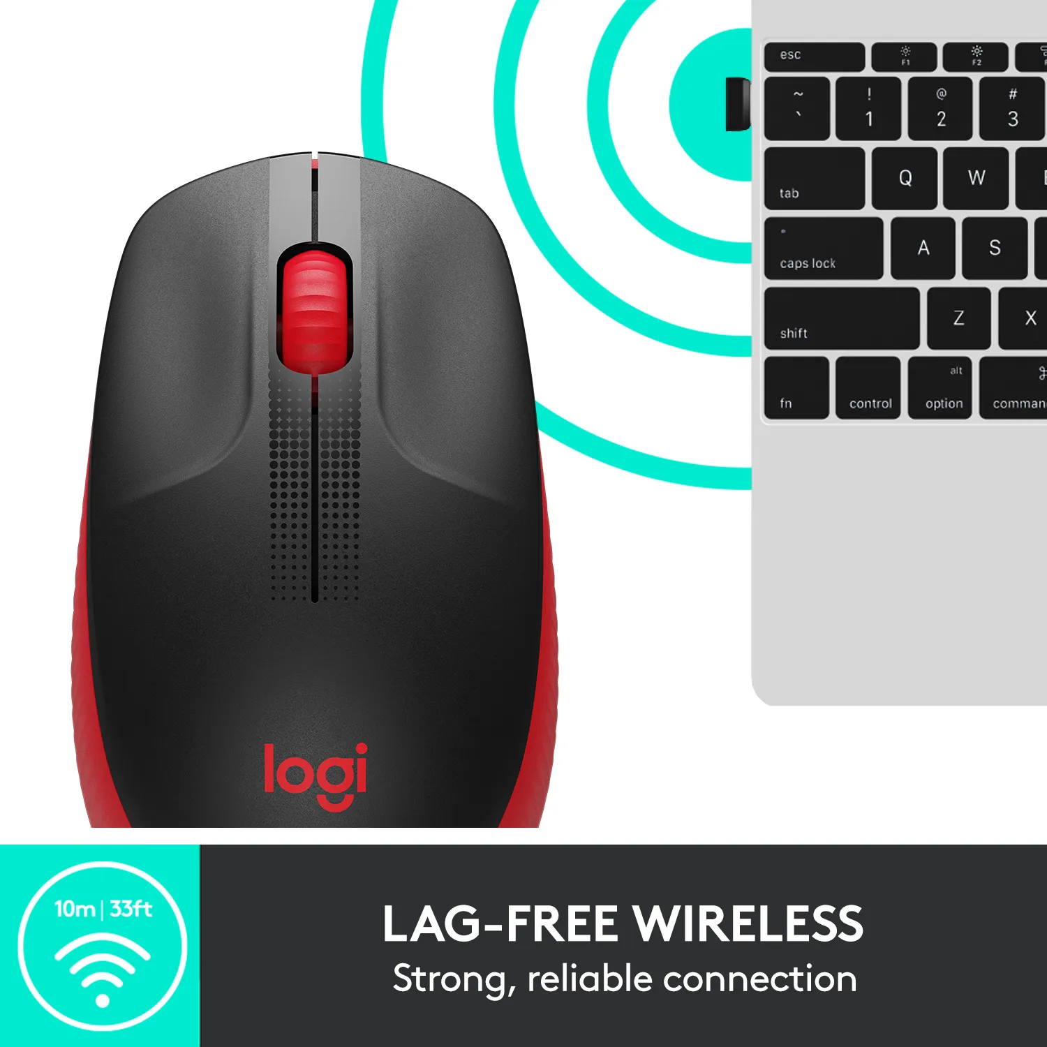 Logitech M190 - wireless mouse, Red
