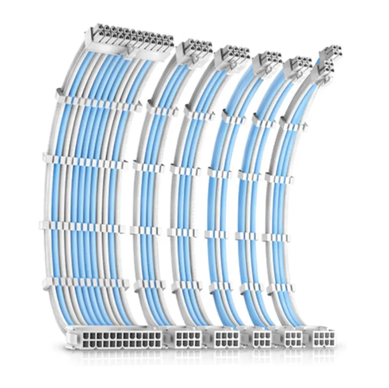 Antec White Connector PSU extension cable with 2 x PCI-E 8pin connectors - White/Blue