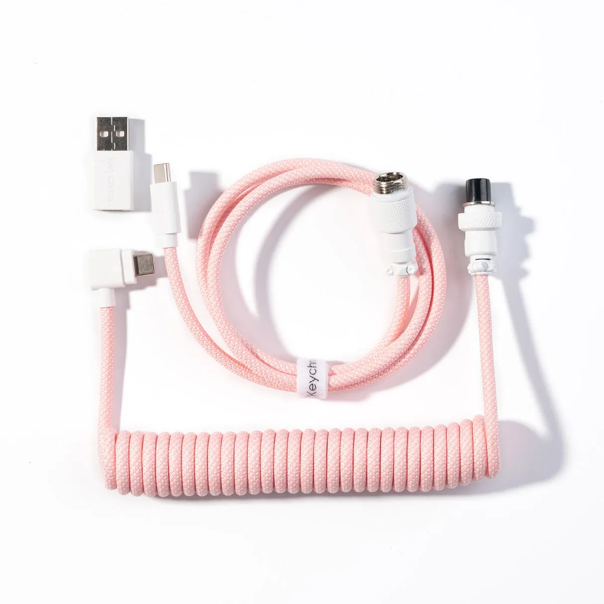 Keychron CAB-43 USB-C &ndash; USB-A -kaapeli, 1,76 m, vaaleanpunainen