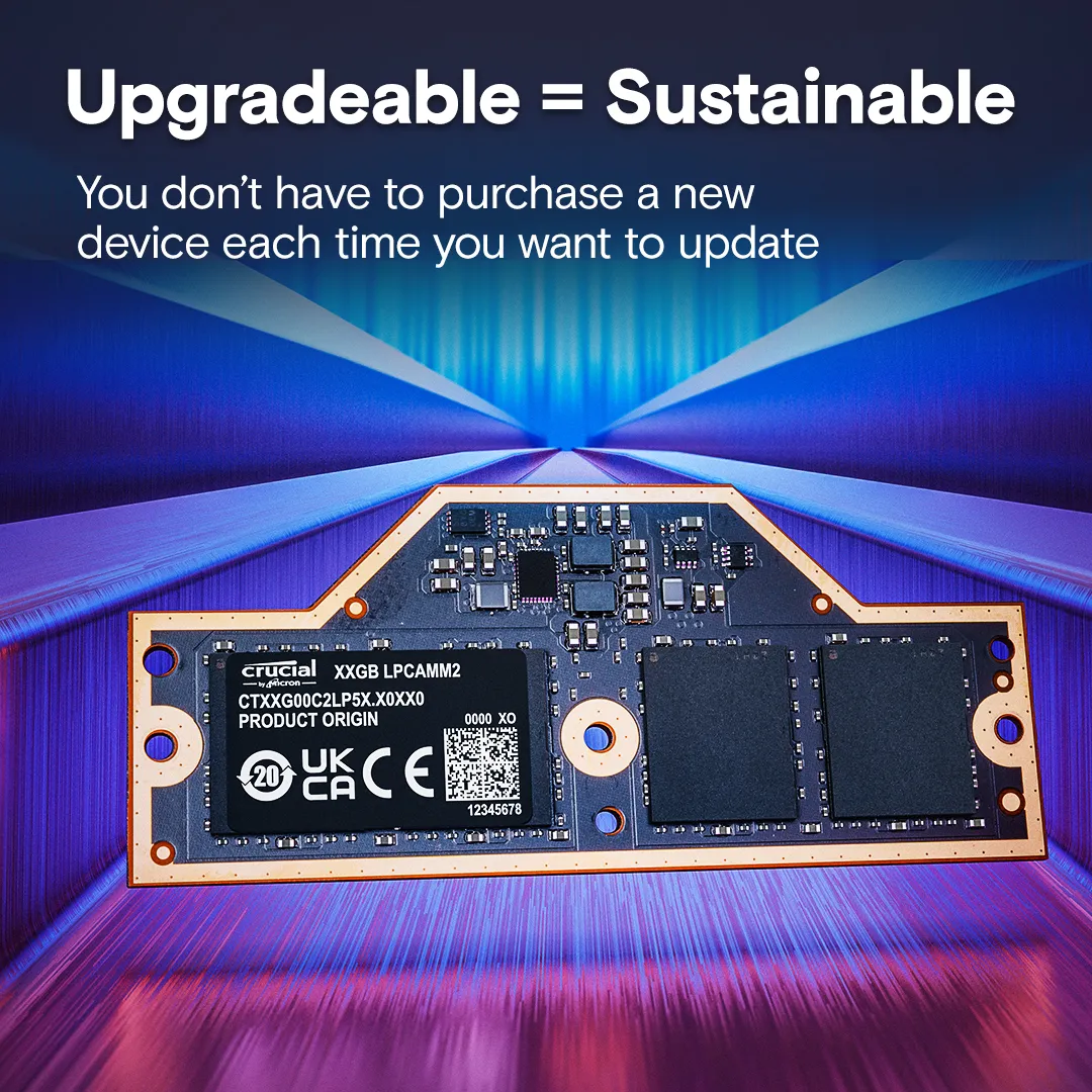 Crucial LPCAMM2 64GB (1 x 64GB) LPDDR5X 7500 MHz Memory