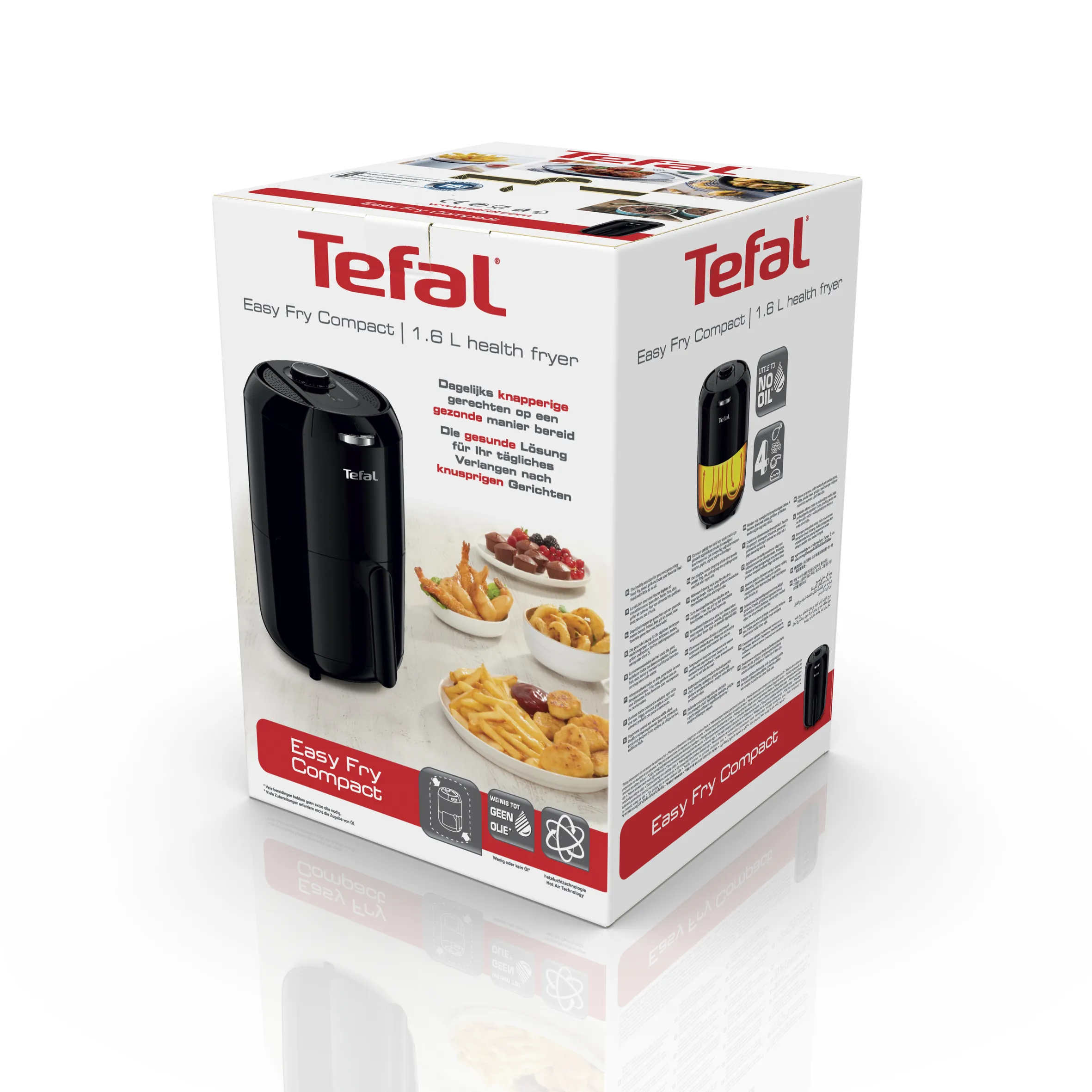 Tefal Easy Fry Compact Airfryer -kiertoilmakypsennin, musta, 1.6l