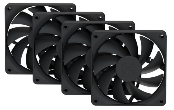 HYTE FA12, 120mm, PWM, Fluid Dynamic Bearing Fan Kit, 4-pack, Black
