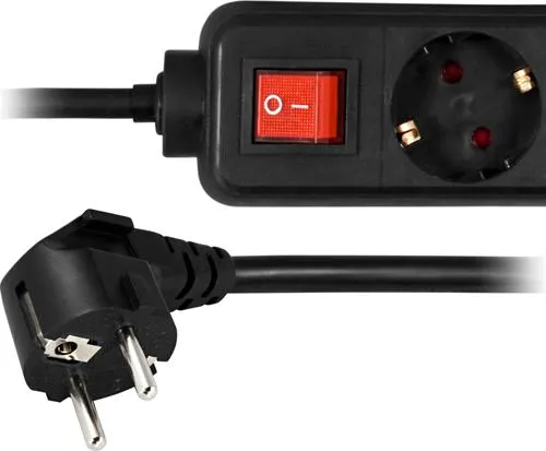 Deltaco GT-123 6 outlets Power Strip, 1.5m, Black