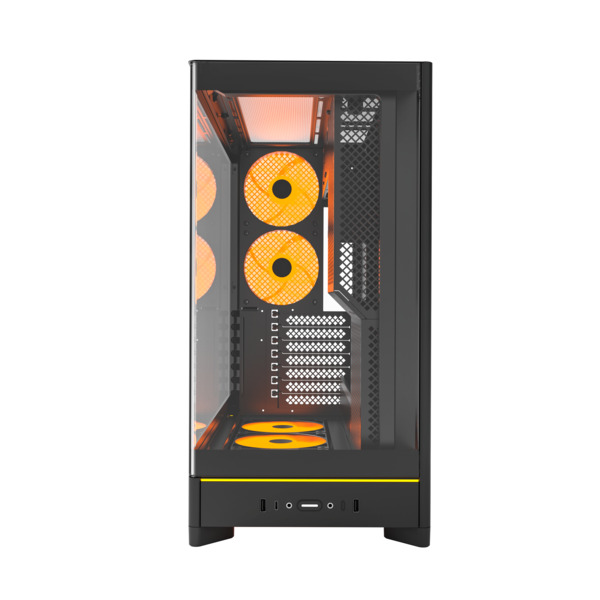 Montech HS02 Pro, 5-tuuletina -miditornikotelo ikkunalla, Musta