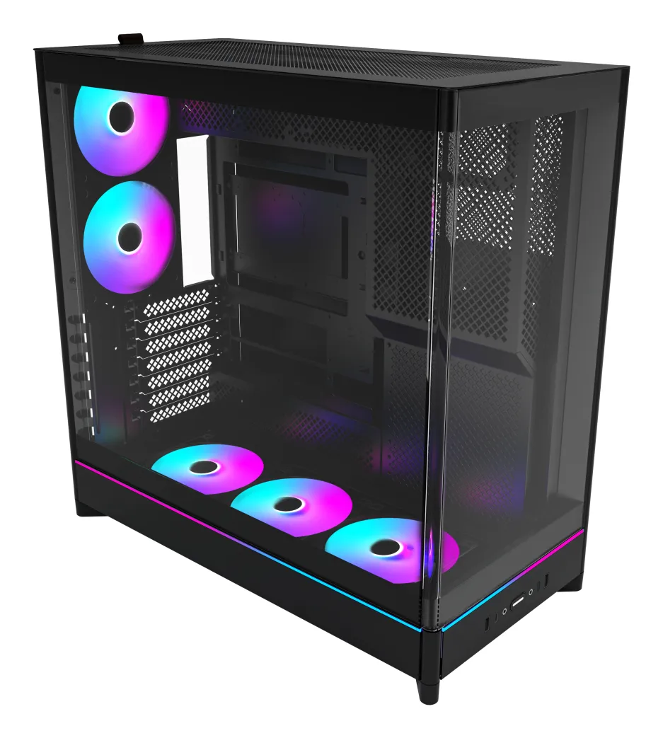 Montech HS02 Pro, 5 Pre-installed fans - midi case with window, Black