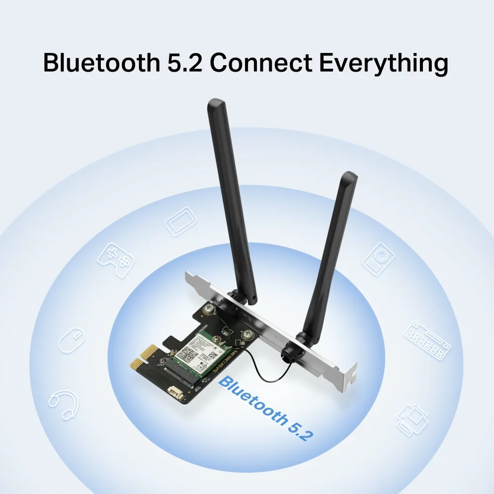 MERCUSYS MA80XE AX3000 - Wi-Fi 6 Bluetooth 5.3 PCI Express adapter, Black