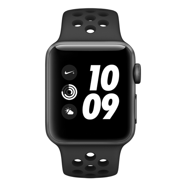 Apple Watch Nike+ 38 mm - T&auml;htiharmaa alumiinikuori ja antrasiitti/musta Nike Sport -ranneke