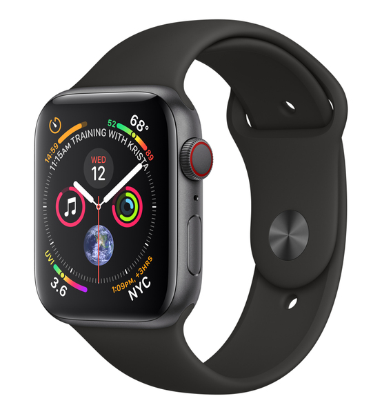 Apple Watch Series 4 GPS + Cellular 44mm, Space Grey Aluminum Case with Black Sport Band