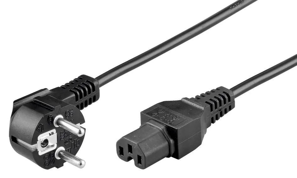 MICROCONNECT Schuko CEE 7/7 - IEC 60320 C15 -virtajohto, 1 m, musta