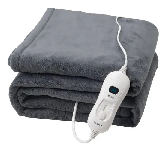 Terraillon S&auml;hk&ouml;l&auml;mmitteinen peitto Plaid Cozy 160 x 120 cm, tummanharmaa