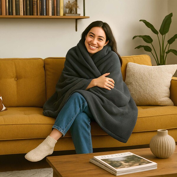 Terraillon Sähkölämmitteinen peitto Plaid Cozy 160 x 120 cm, tummanharmaa