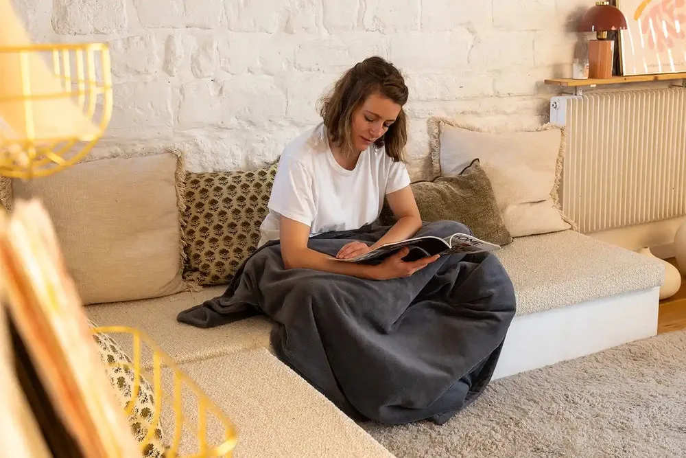 Terraillon S&auml;hk&ouml;l&auml;mmitteinen peitto Plaid Cozy 160 x 120 cm, tummanharmaa