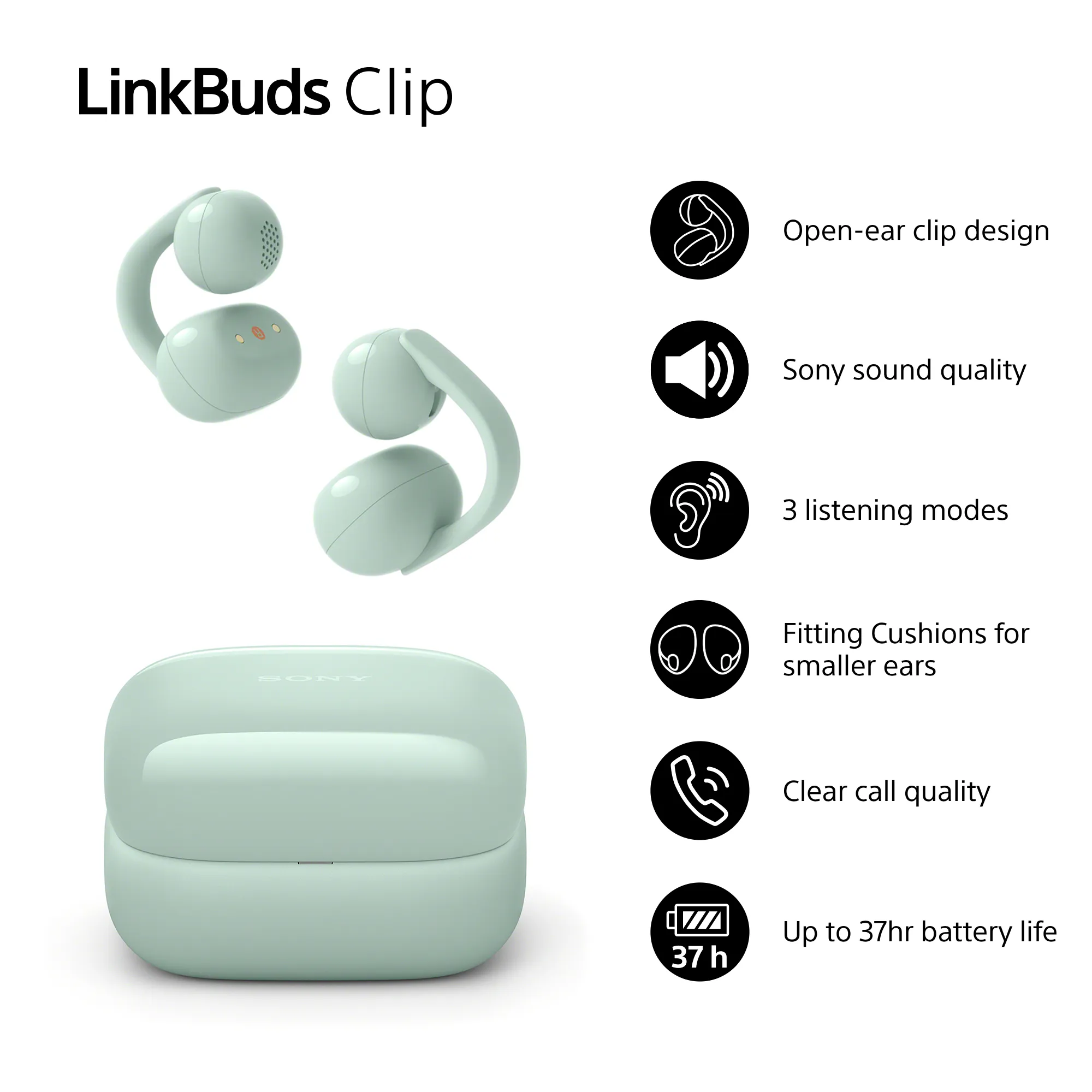 Sony LinkBuds Clip Wireless Earbuds, Green