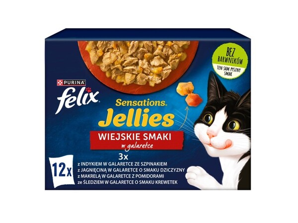Purina Felix Sensations Mix Turkey, Mackerel, Lamb &amp; Herring, Wet food for cats, Adult, 12 x 85g