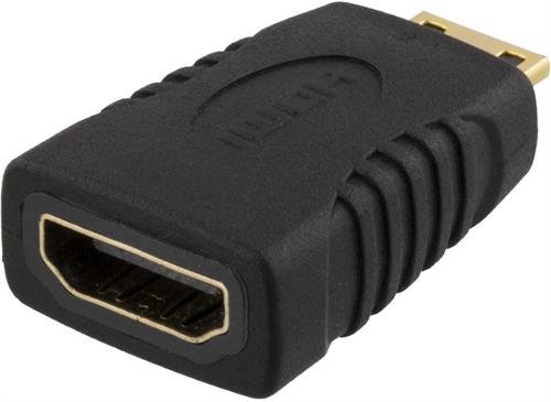 DELTACO HDMI-sovitin mini HDMI ur - HDMI na, 19-pin,kullatut liittimet