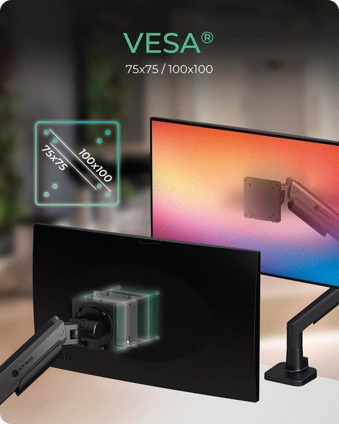 ICY BOX IB-MS701-T Heavy-Duty Desk Mount, for 1 monitor, 24-57", with gas spring, 27kg, Black
