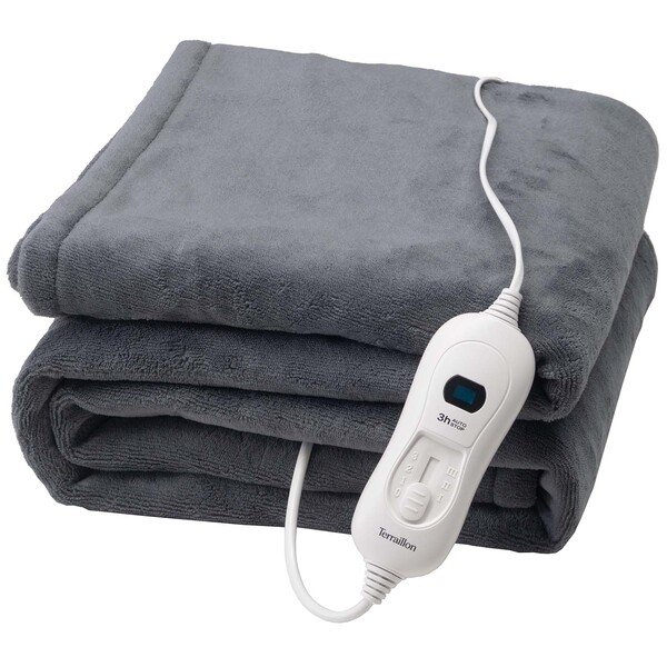 Terraillon S&auml;hk&ouml;l&auml;mmitteinen peitto Plaid Cozy 160 x 120 cm, tummanharmaa