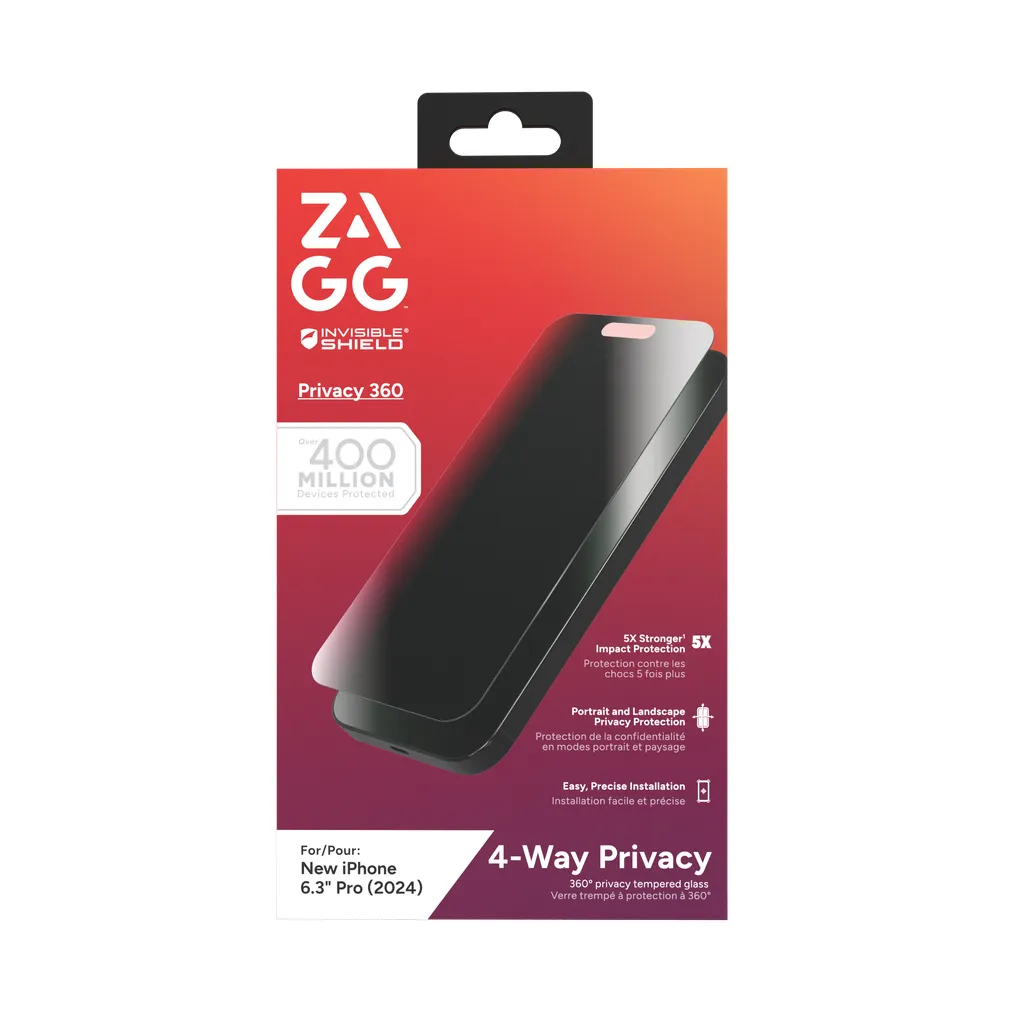Zagg InvisibleShield Glass Elite Privacy 360 iPhone 16 Pro - skärmskydd