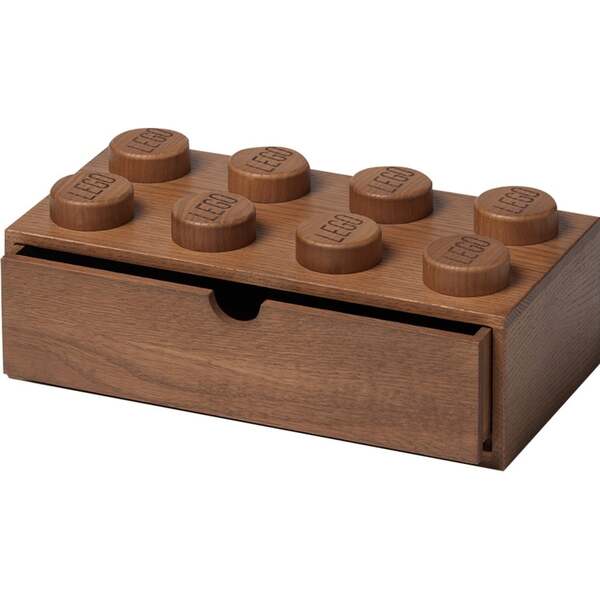 Room Copenhagen LEGO 2x4 wooden desk drawer, storage box (oak, dark)