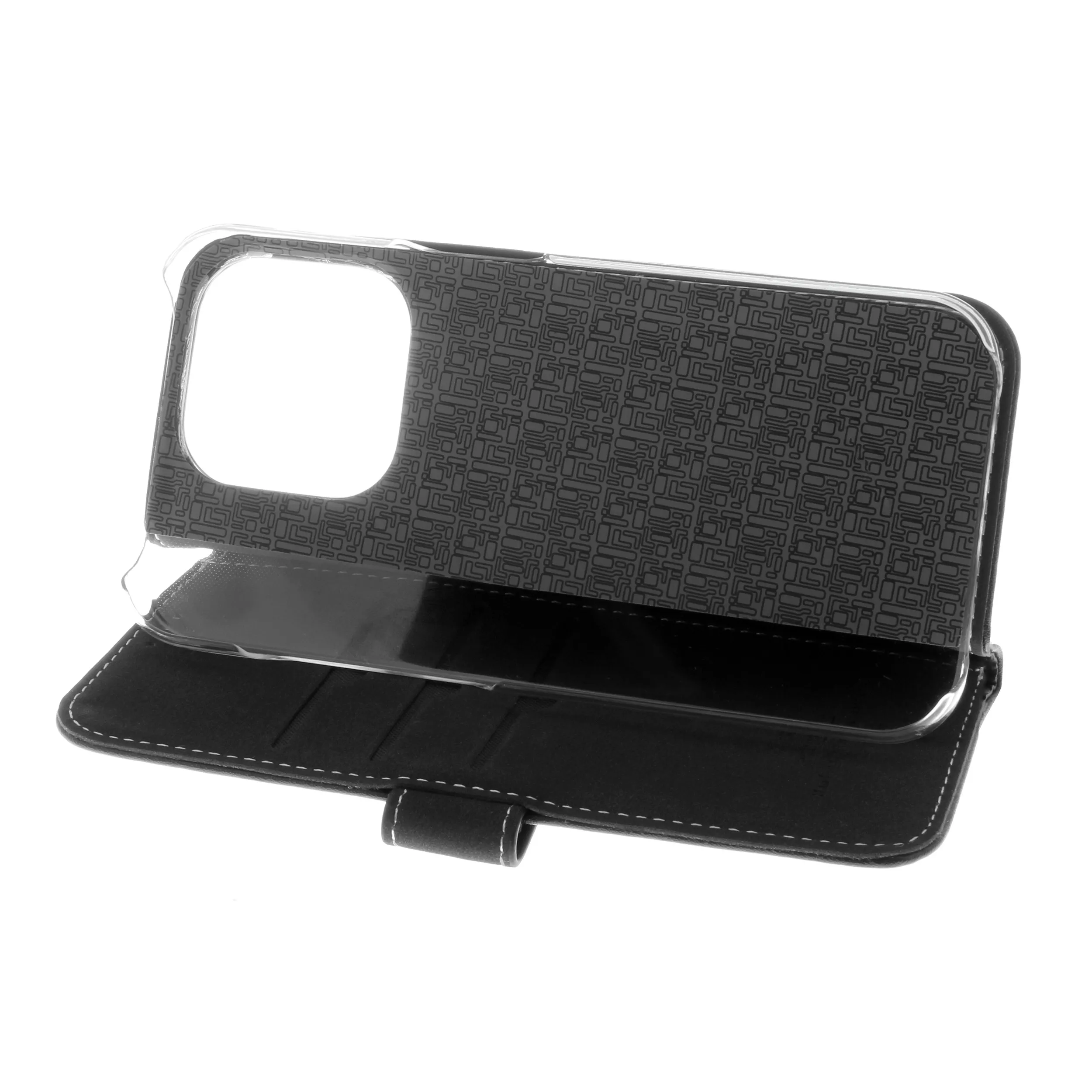 Insmat Exclusive Flip Case, iPhone 15 Pro -lompakkokotelo, Musta