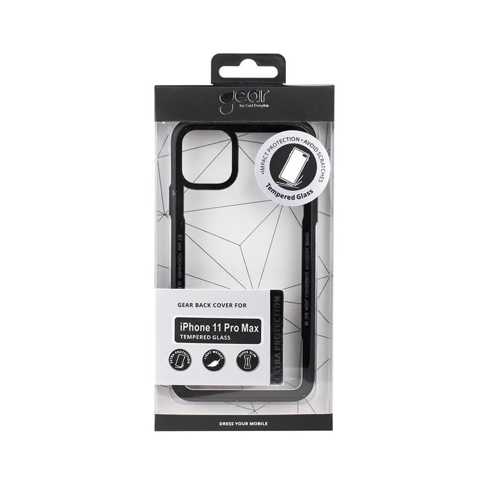 GEAR Tempered Glass Case, iPhone Xs Max -suojakuori, Musta