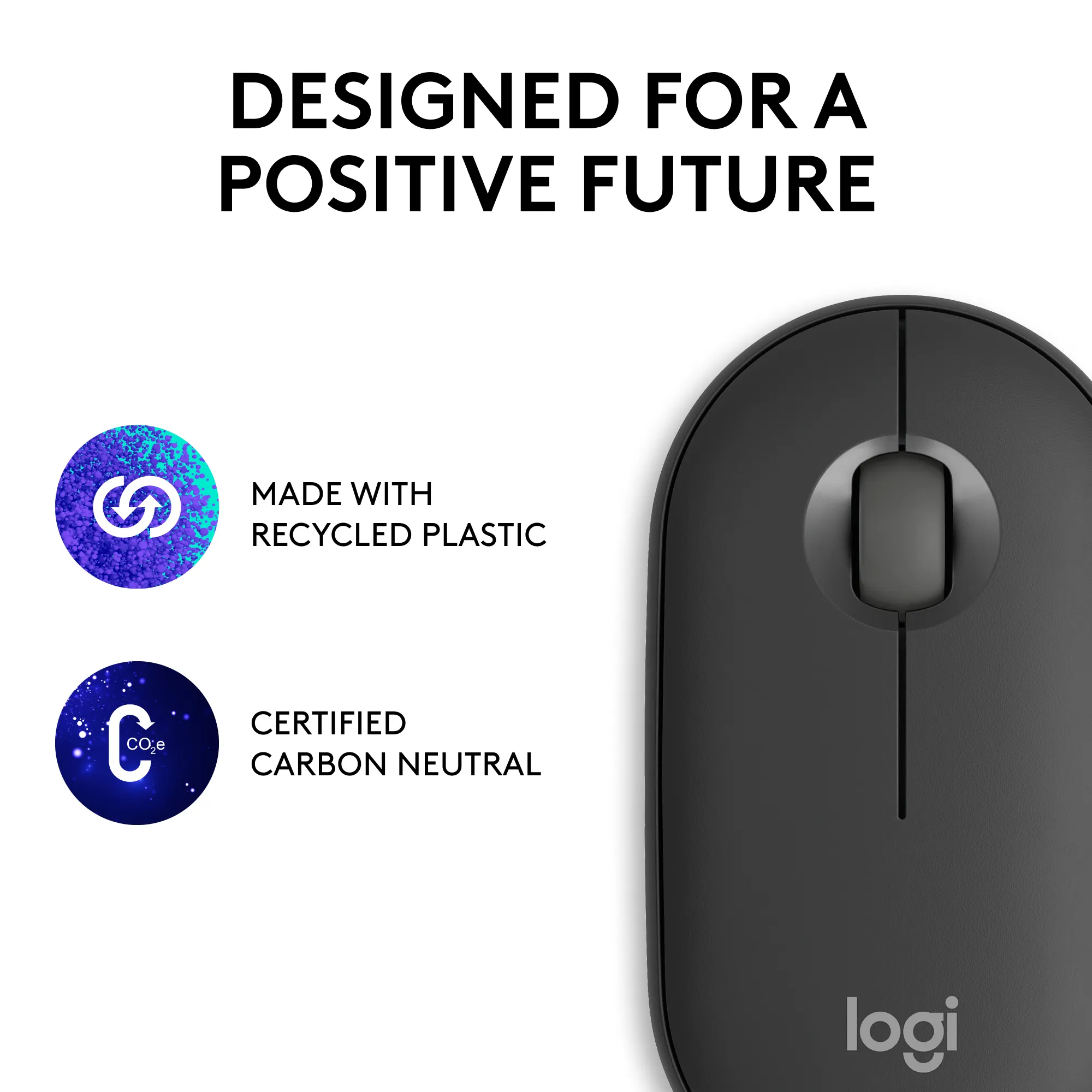 Logitech Pebble Mouse 2 M350s tr&aring;dl&ouml;s mus, grafit
