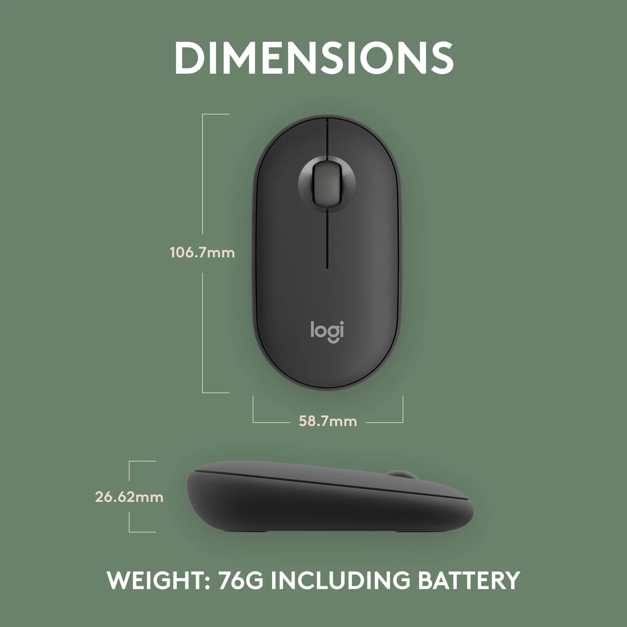 Logitech Pebble 2 M350s - tr&aring;dl&ouml;s mus, grafit