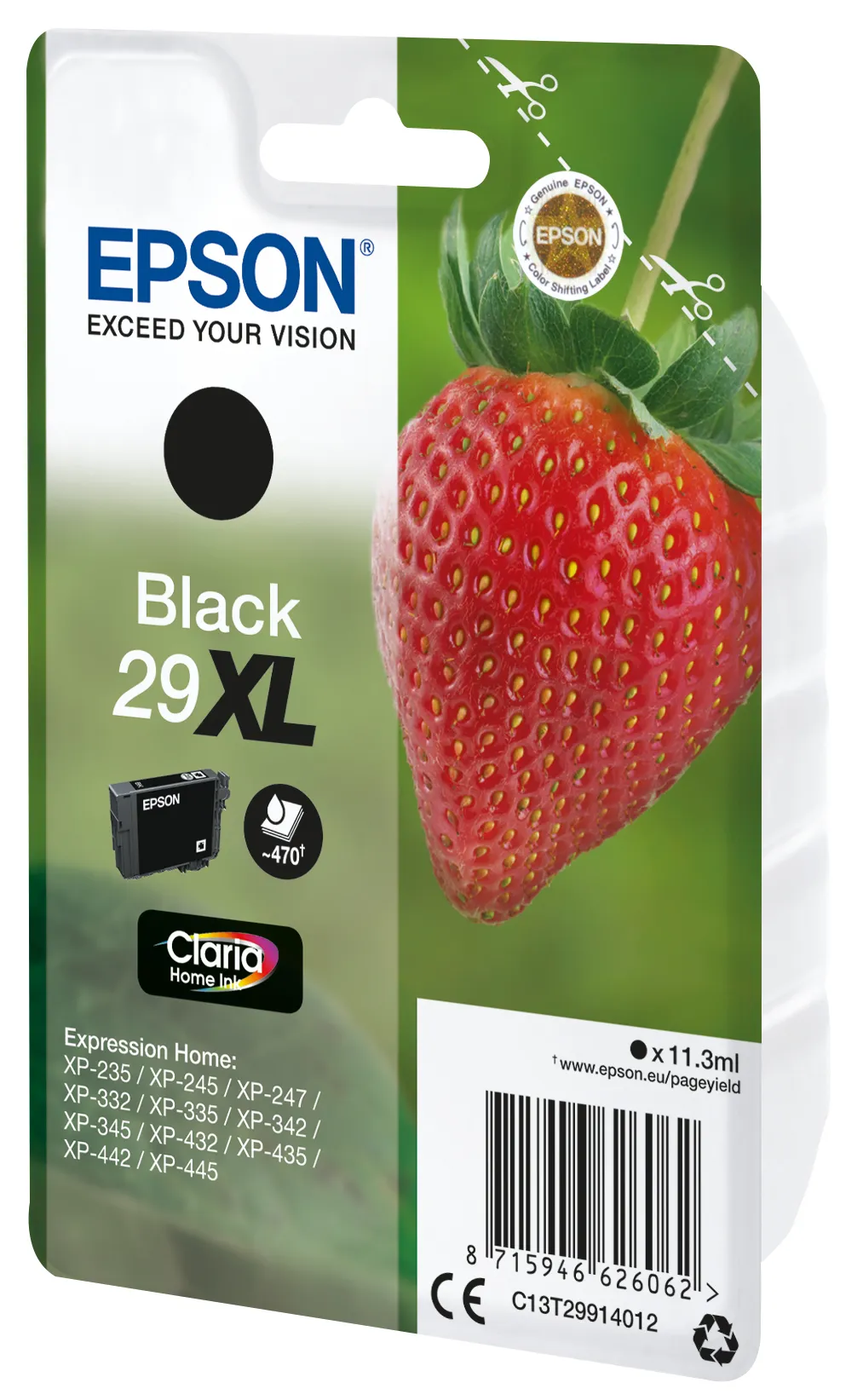 Epson 29XL - 11.3 ml - XL-koko - musta - alkuper&auml;inen - blister RF:ll&auml;/&auml;&auml;nih&auml;lyttimell&auml; - mustepatruuna malleihin Expression Home XP-235, 245, 247, 332, 335, 34