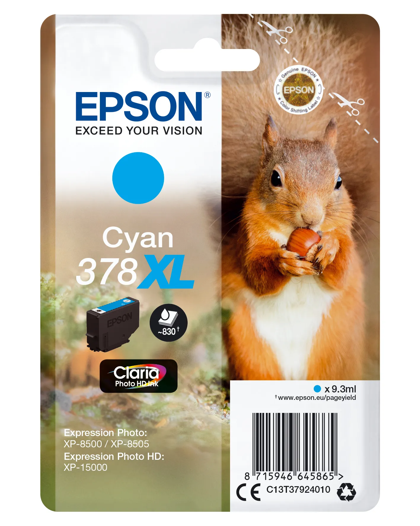 Ink/378XL Squirrel 9.3ml CY SEC
