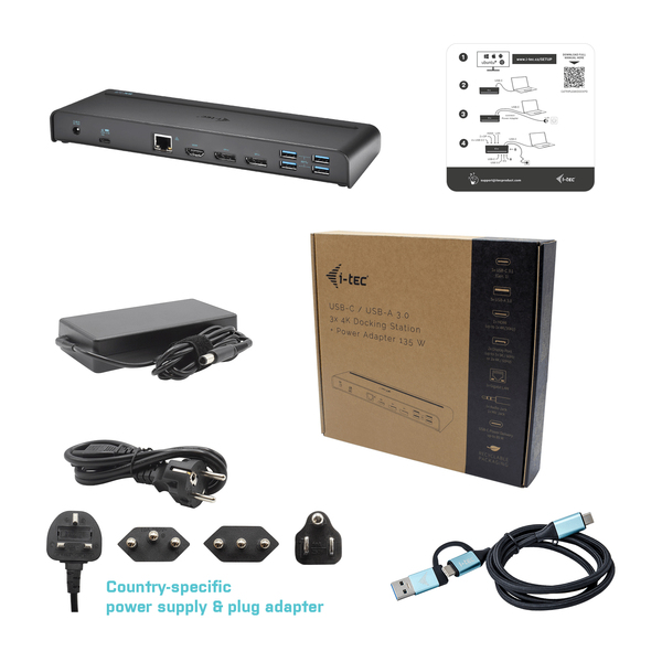 I-TEC USB-C/A TRIPLE 4K DOCK UK 2XDP 1XHDMI 5XUSB 3.0 1XUSB-C PD