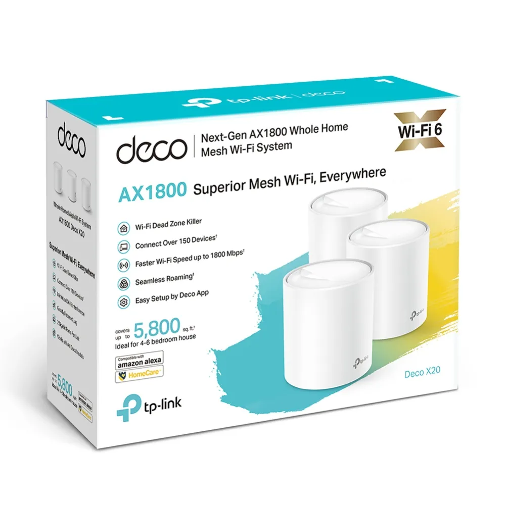 TP-Link Deco X20 Dual-Band, Wi-Fi 6 - Mesh-system, 3-pack