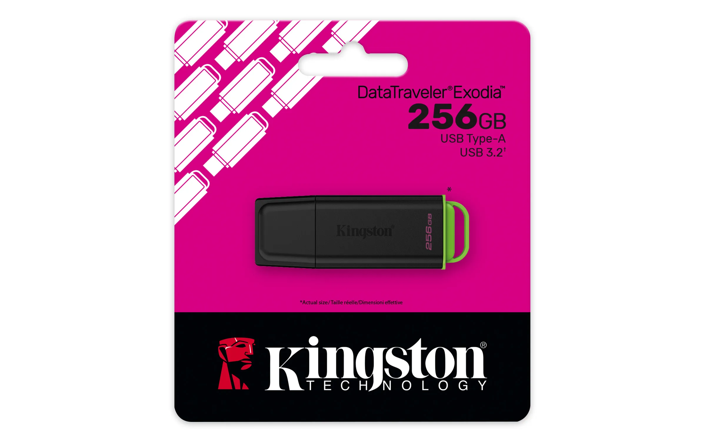 Kingston DataTraveler Exodia Gen2 USB 3.2 Gen 1 256 Gt -muistitikku, musta/vihre&auml;