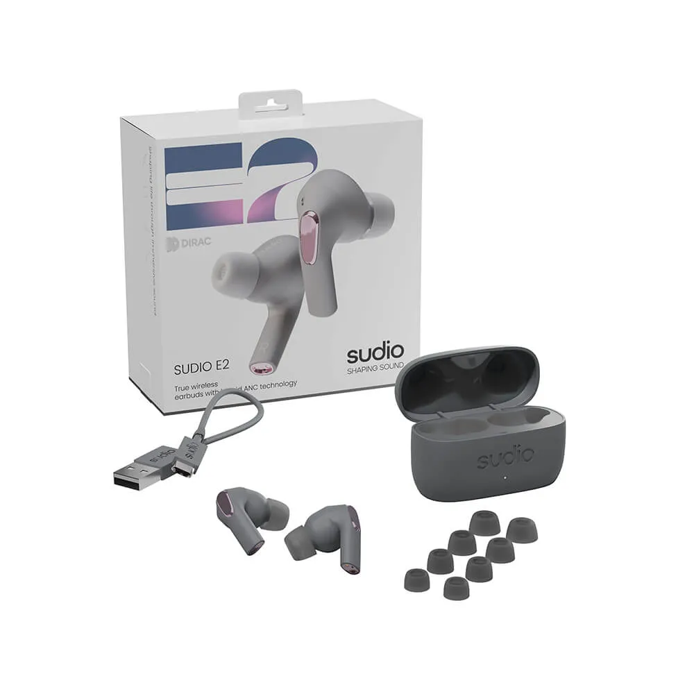 Sudio E2 Wireless Earbuds, Slate Grey